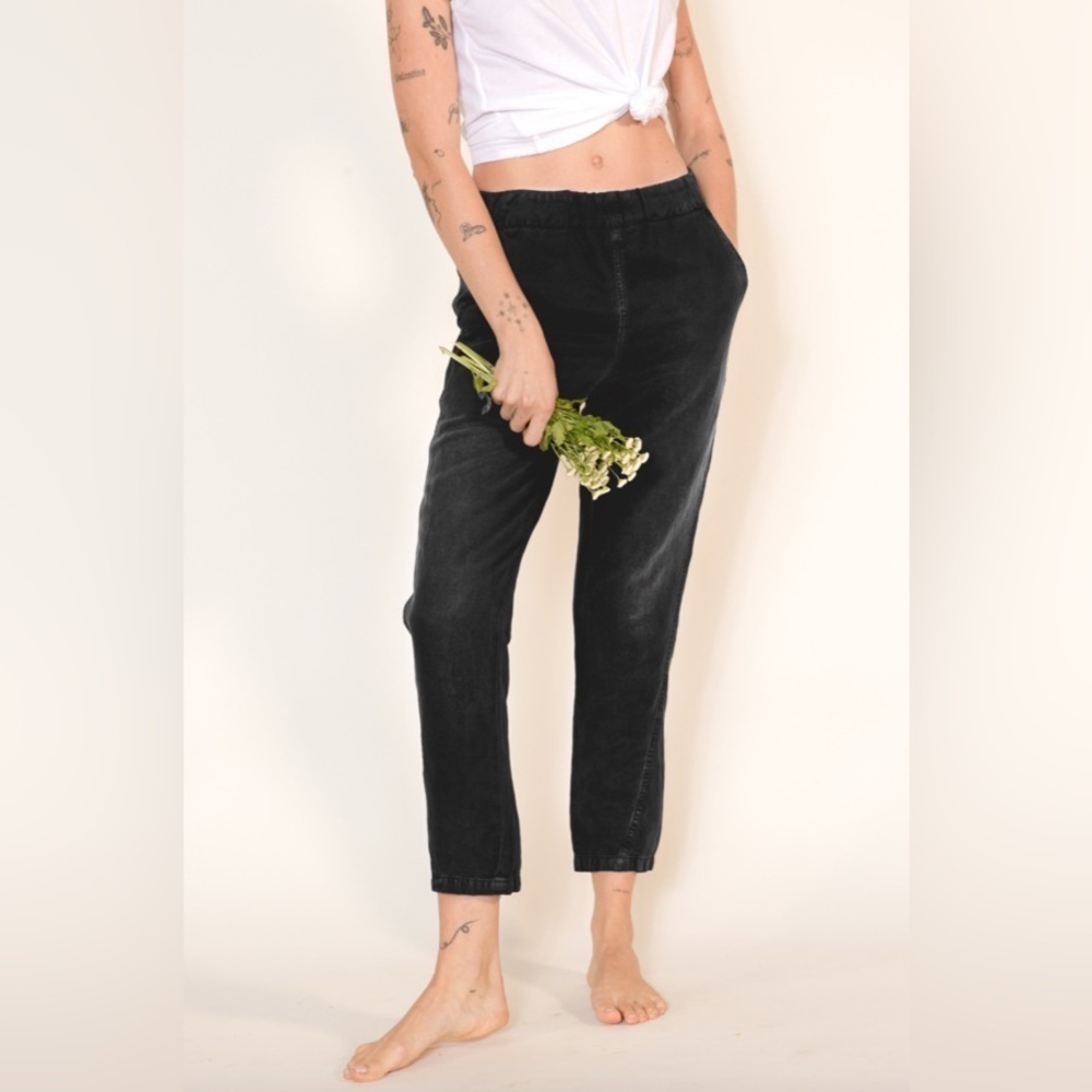 AMO Denim Pull-on Slouch Trouser Washed Black NWT
